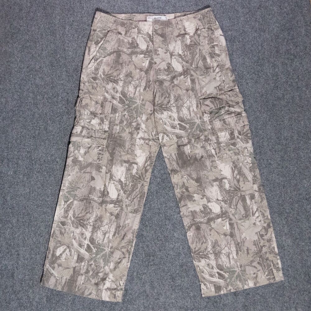 Hollister Super Baggy Cargo Tree Bark Camo Utility Pants Men's 32x27 Grunge y2k